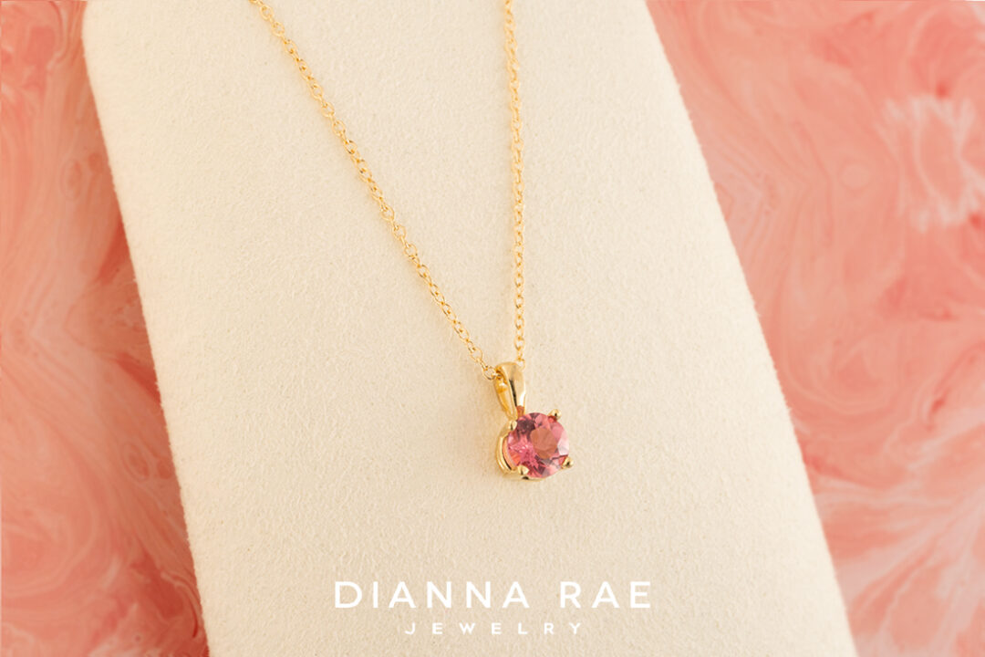 Diamonds in Space Pink Tourmaline Pendant
