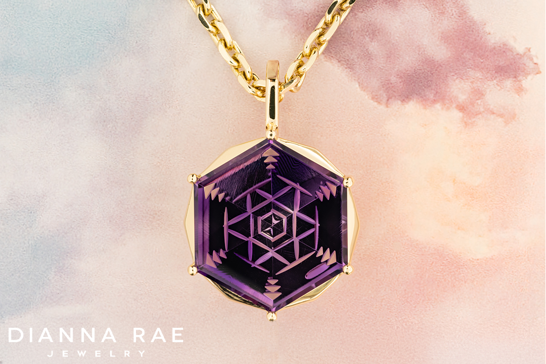 Diamonds in Space Amethyst Pendant
