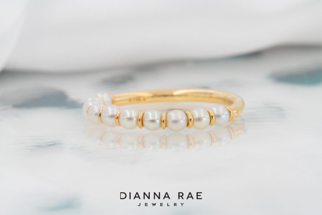 14k yellow gold Pearl band - Image 3