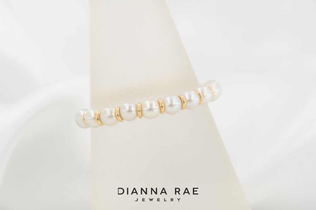 14k yellow gold Pearl band - Image 2