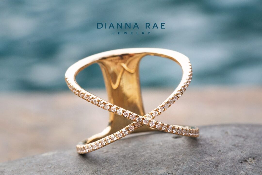 Yellow Gold Criss-Cross Diamond Ring