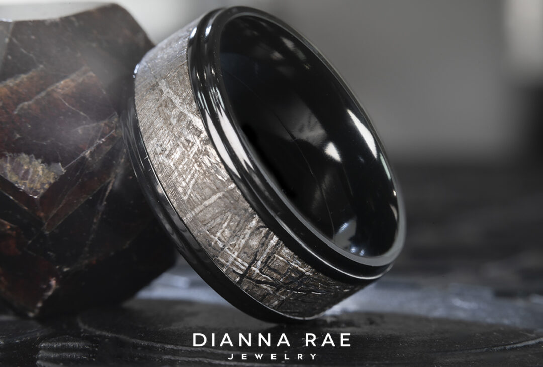 Zirconium and Meteorite Wedding Band