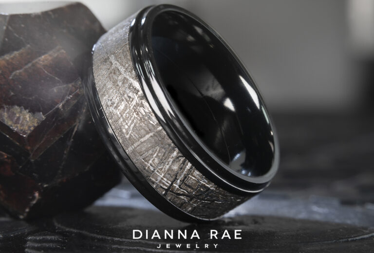 Zirconium and Meteorite Wedding Band