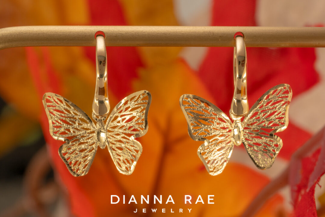 Gold Dangle Butterfly Earrings
