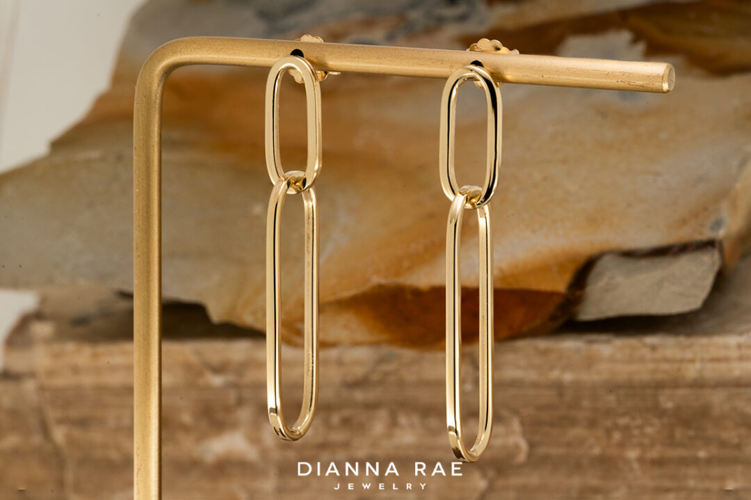 14K Yellow Gold Double Link Oval Earrings