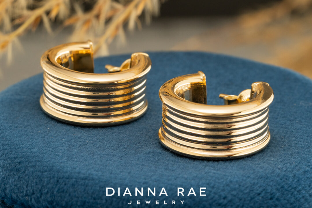 Gold Grooved Hoop Earrings