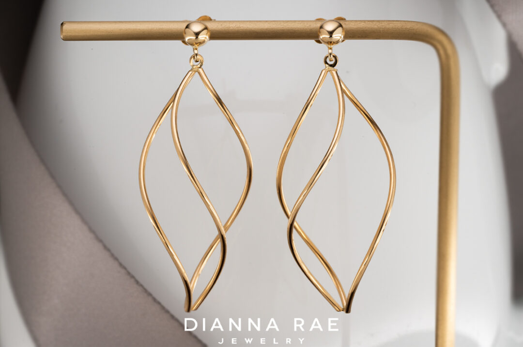 14K Yellow Gold Swirl Drop Earrings