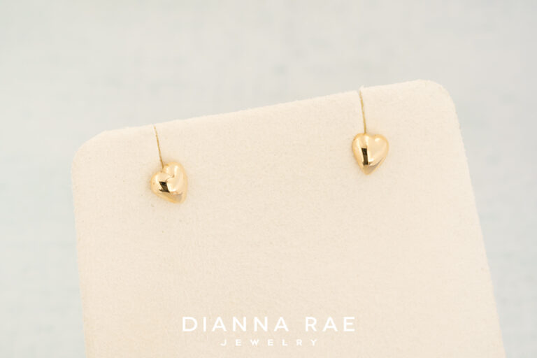 14K Yellow Gold Heart Studs