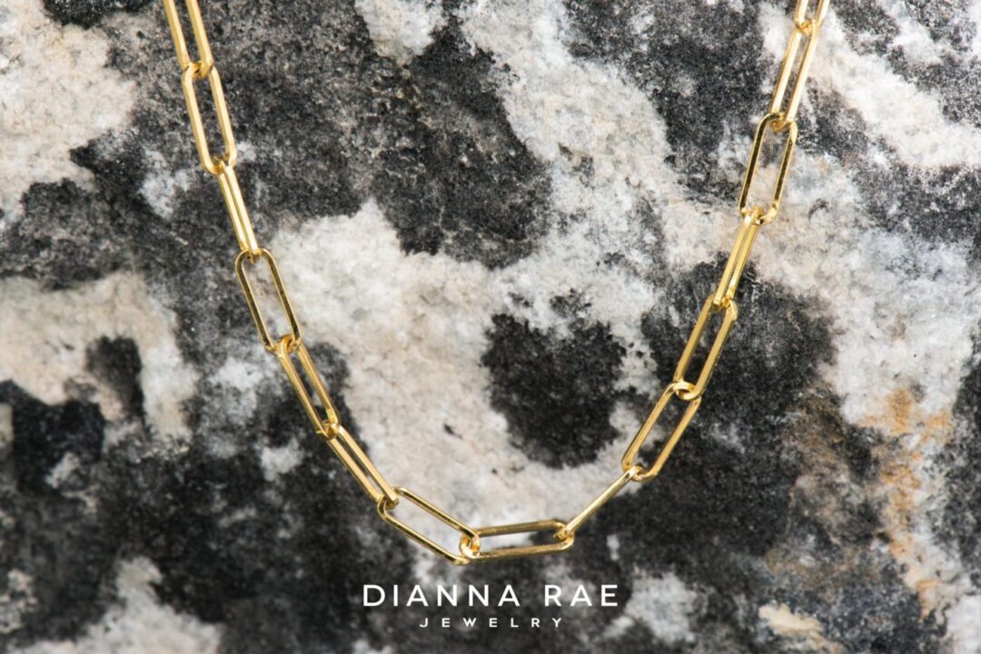 14k Yellow Gold Small Paperclip Chain Necklace - Image 2