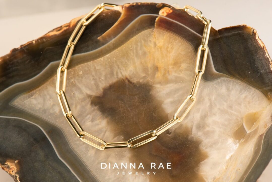 14k Yellow Gold Small Paper Clip Chain Bracelet