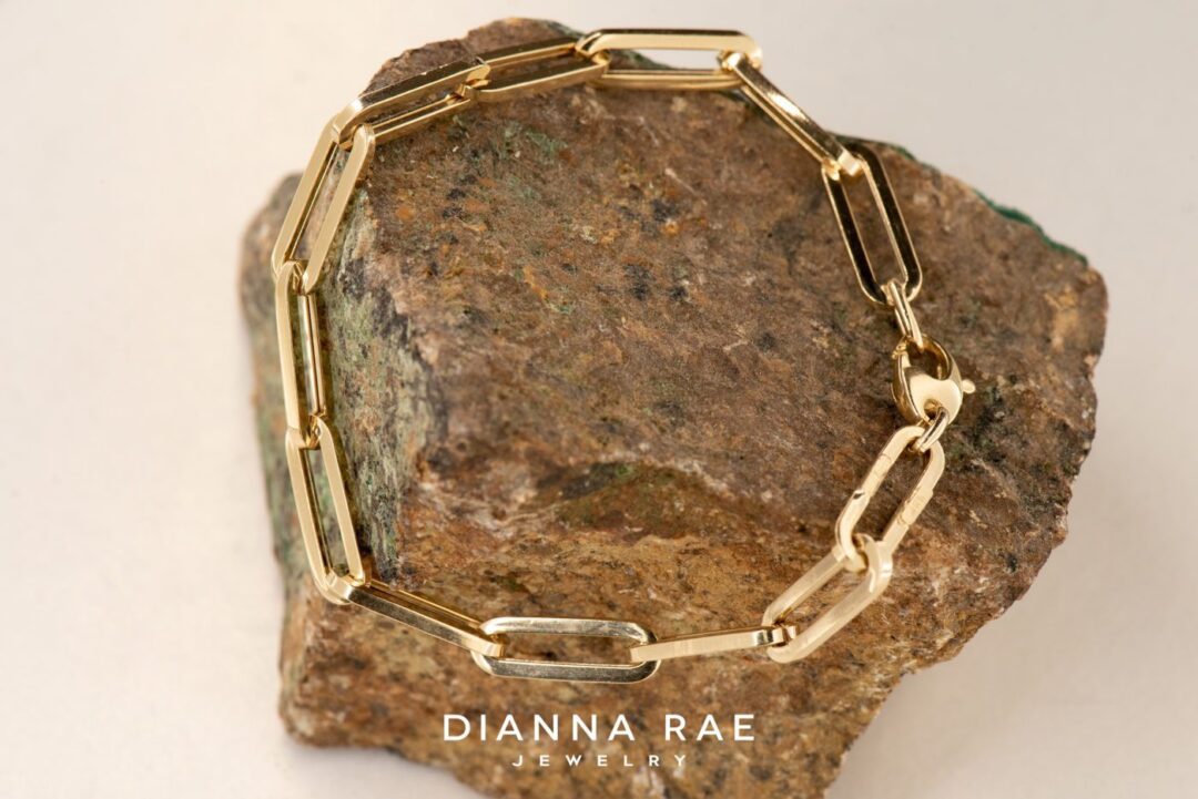 14k Yellow Gold Paper Clip Chain Bracelet - Image 2