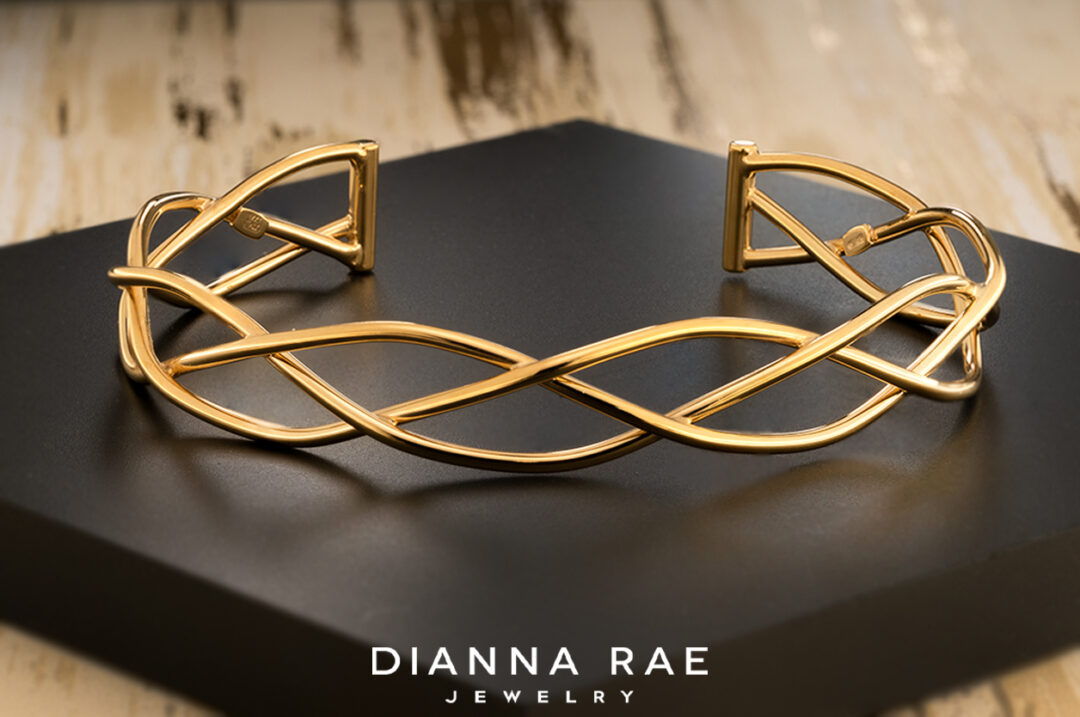14K Yellow Gold Woven Cuff Bracelet
