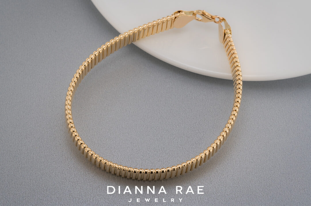 Yellow Gold Ridged Band Bracelet