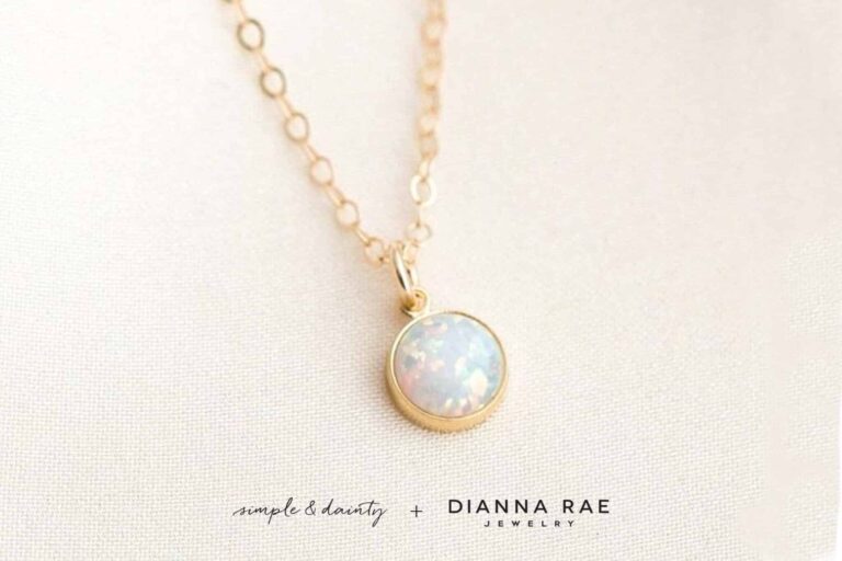Tiny Lab Grown Opal Necklace