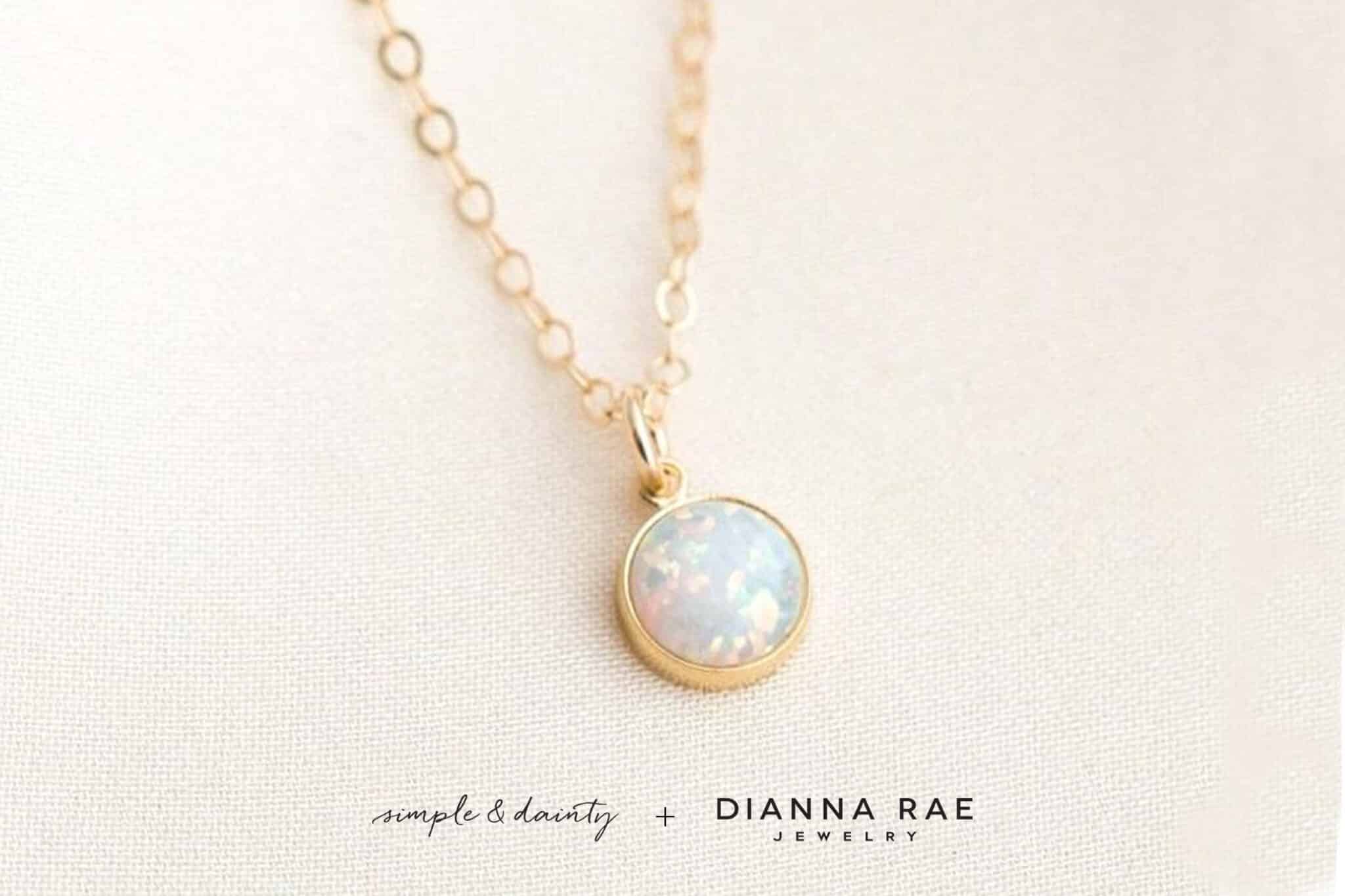 Tiny Lab Grown Opal Necklace