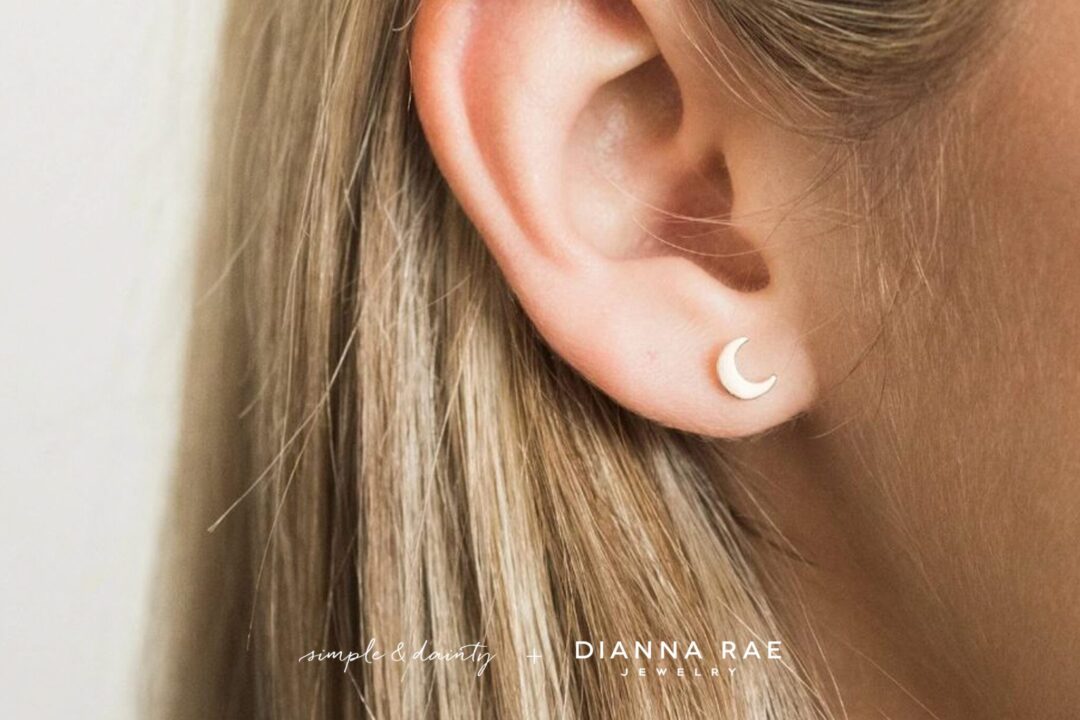 Crescent Moon Stud Earrings - Image 4
