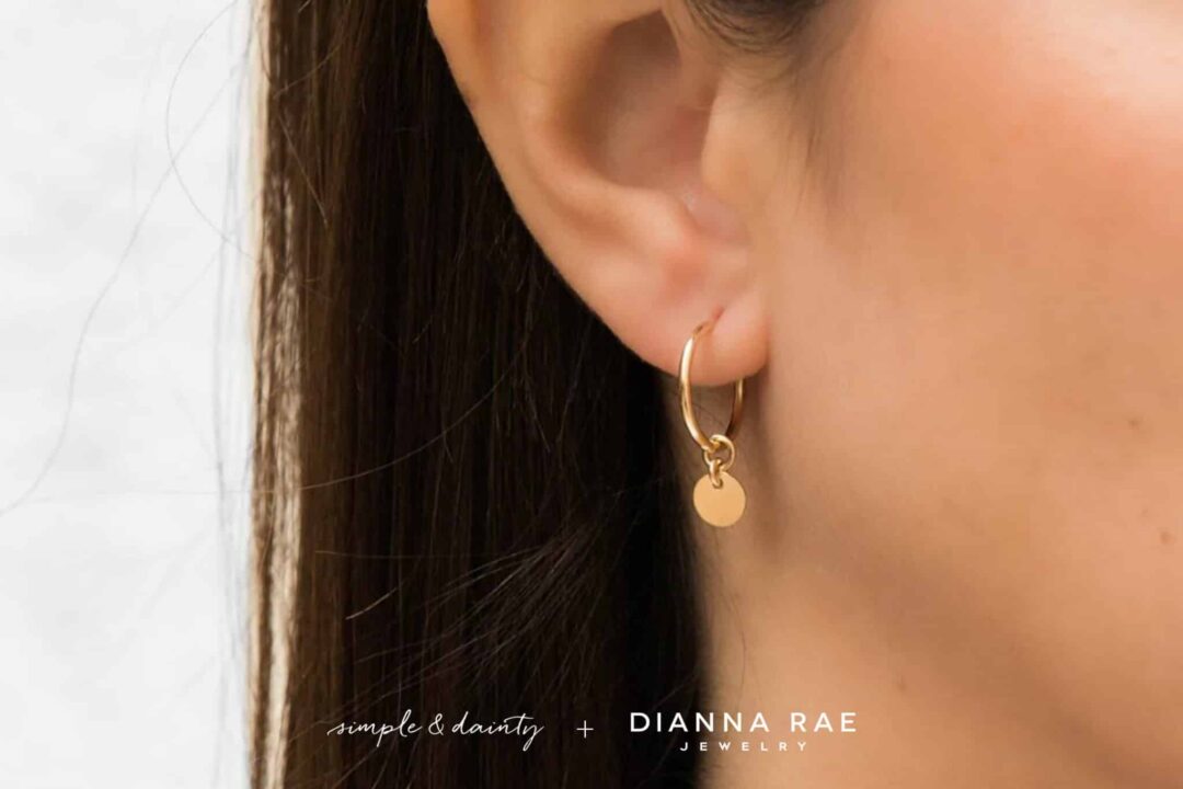 Simple & Dainty 14kt Gold Filled Tiny Coin Hoop Earrings - Image 2
