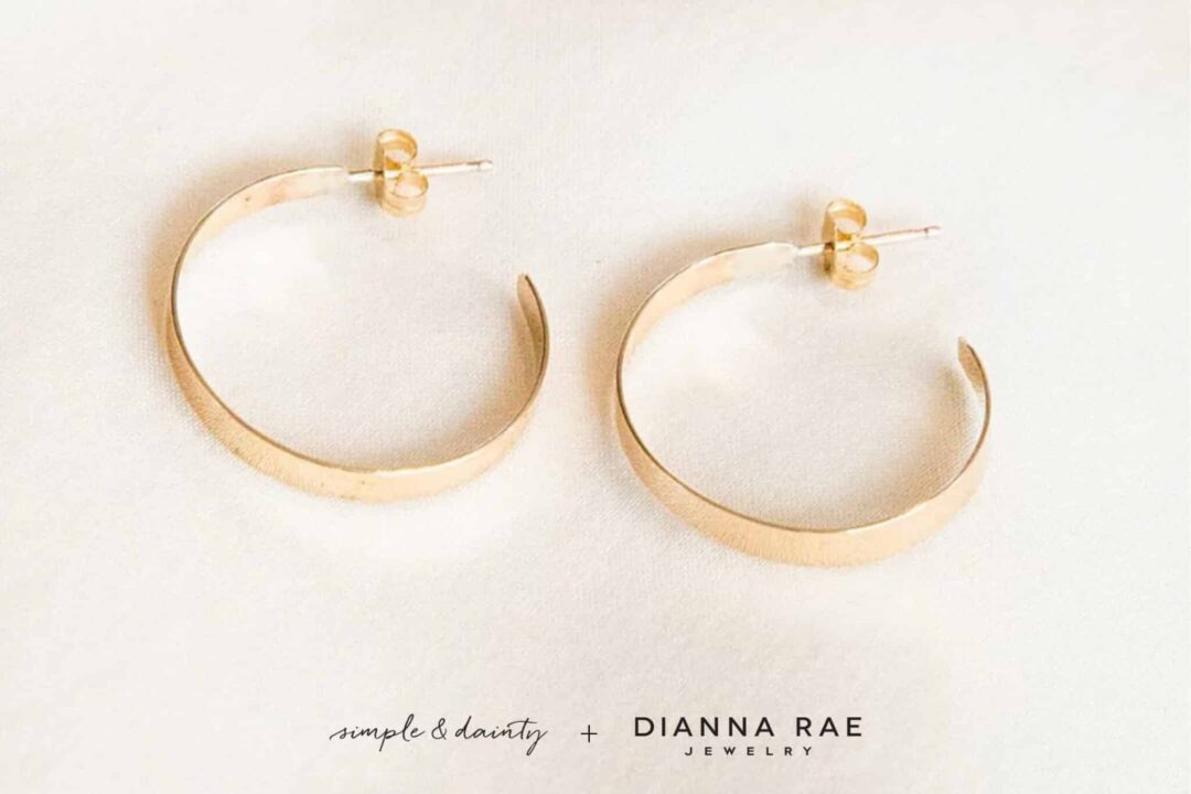 14K Yellow Gold Filled Minimal Flat Hoop Earrings
