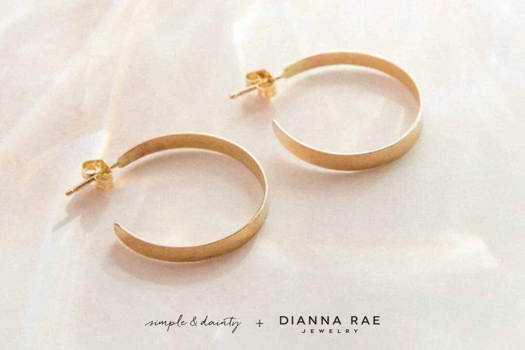 14K Yellow Gold Filled Minimal Flat Hoop Earrings - Image 2