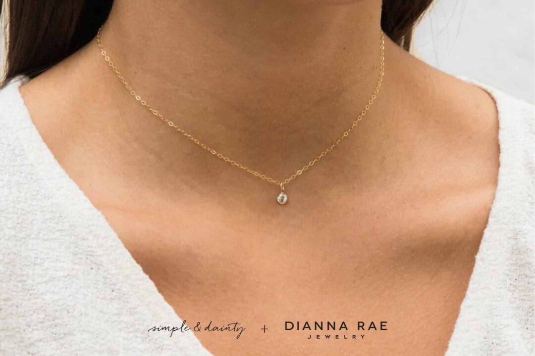 Simple & Dainty 14kt Gold Filled Solitaire Necklace - Image 2