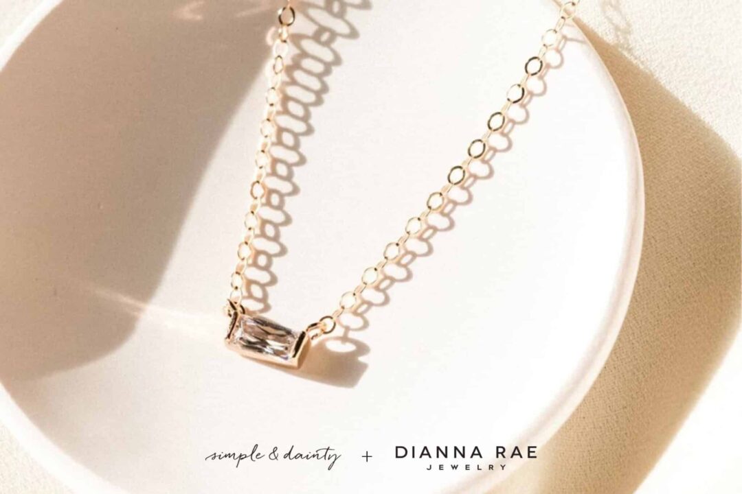14K Yellow Gold Filled Dainty Baguette Necklace - Image 3
