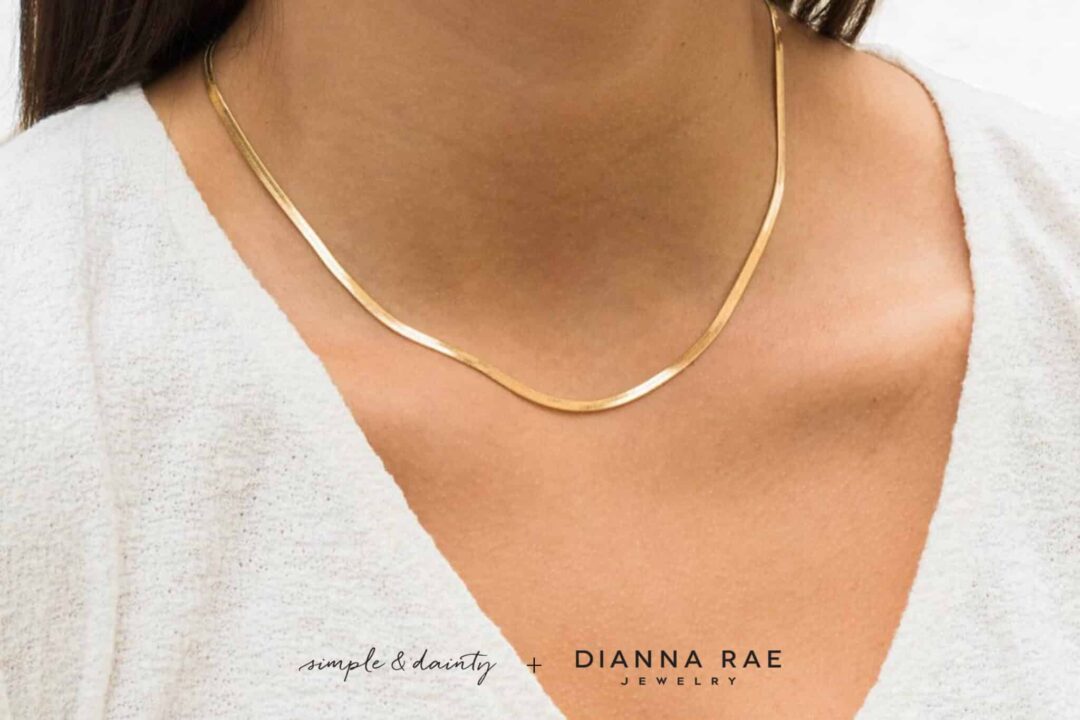 Simple & Dainty Brazilian Gold Filled Herringbone Necklace - Image 2
