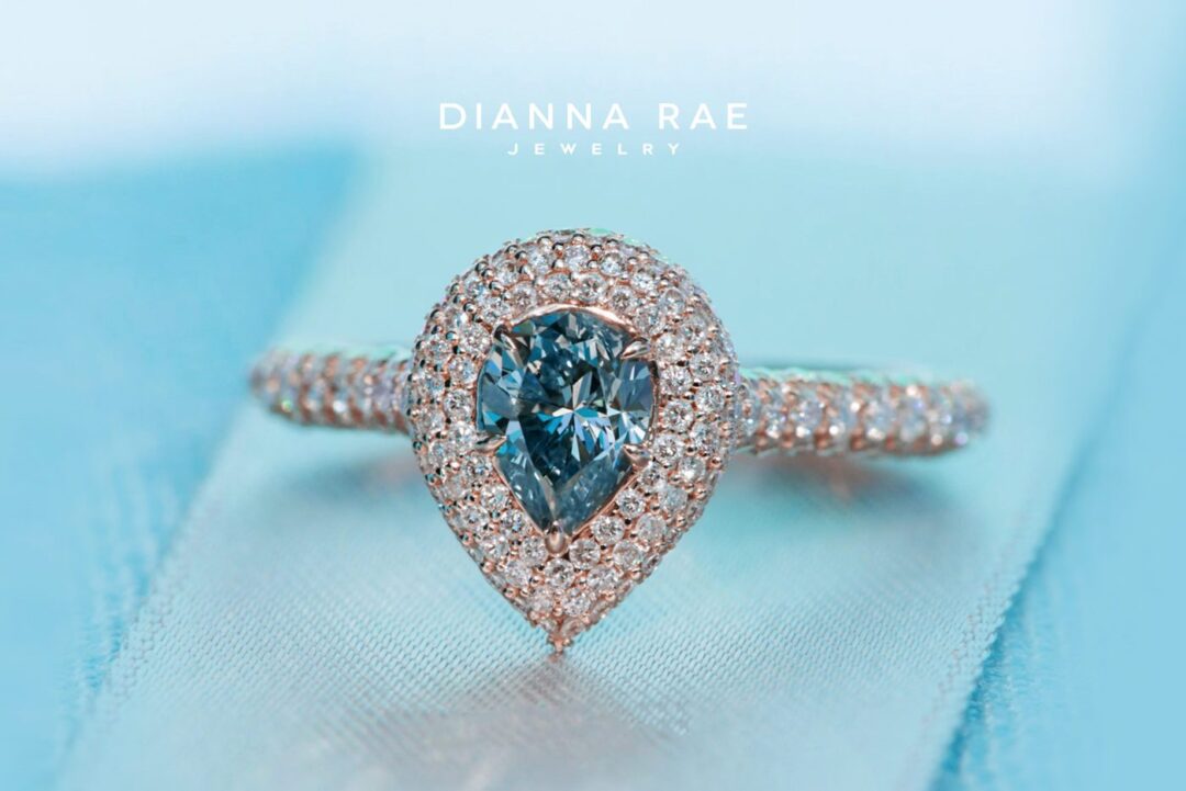 Couture Rose Gold Natural-Color Blue Diamond Pave Ring