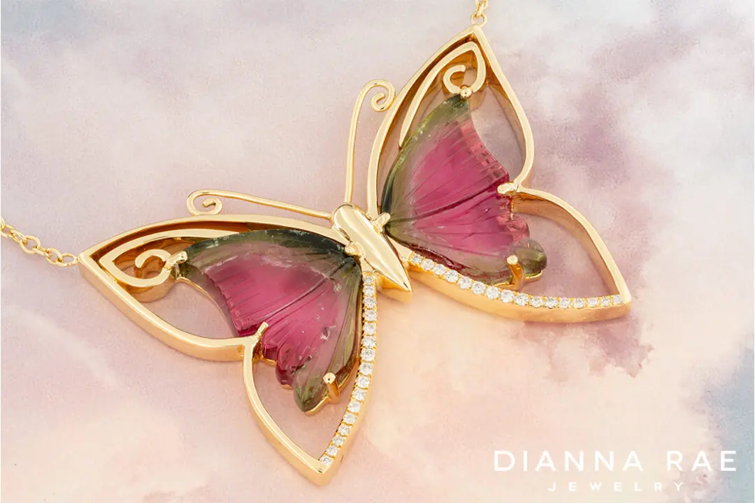 Tourmaline & Diamond Butterfly Pendant