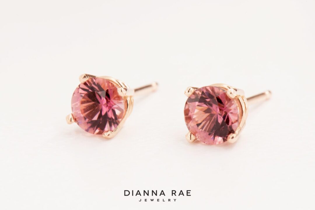 14K Rose Gold Pink Spinel Stud Earrings - Image 2