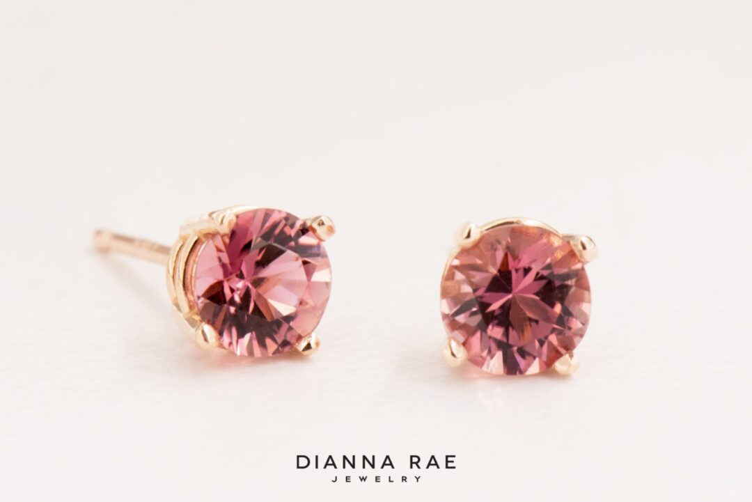 14K Rose Gold Pink Spinel Stud Earrings