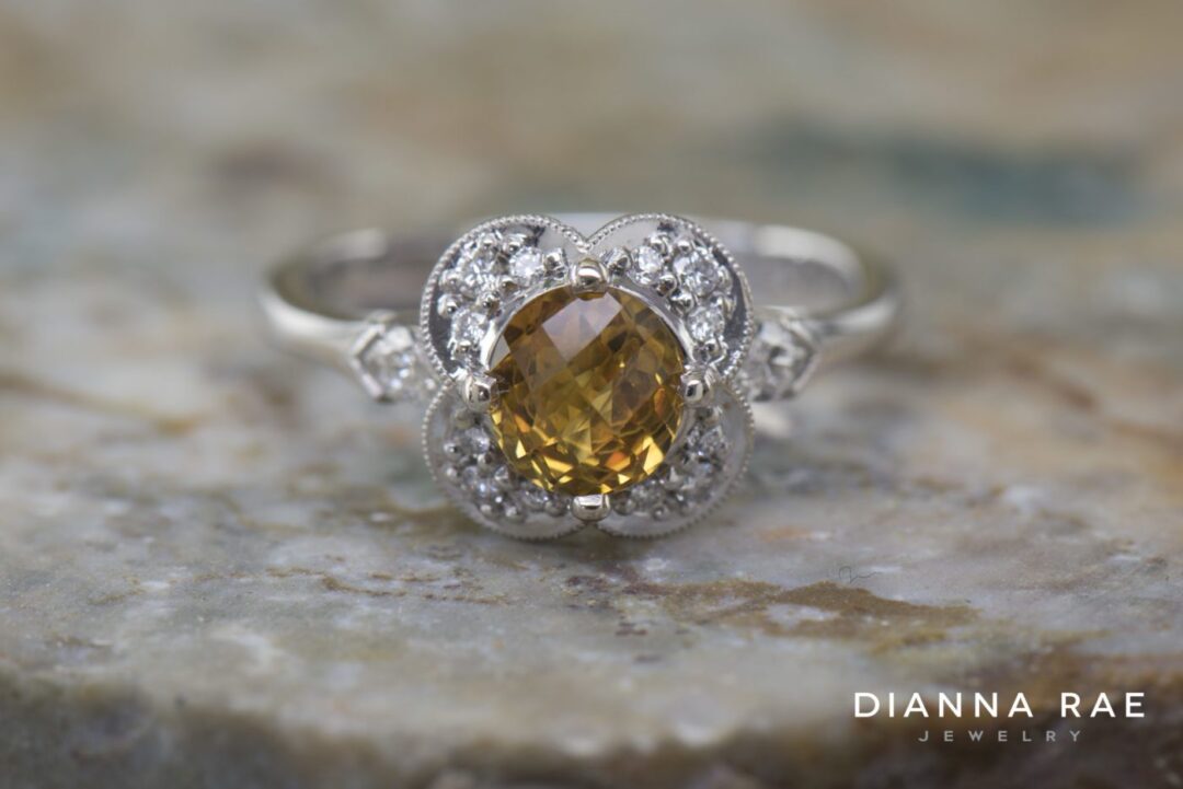 Yellow Sapphire Flower Ring