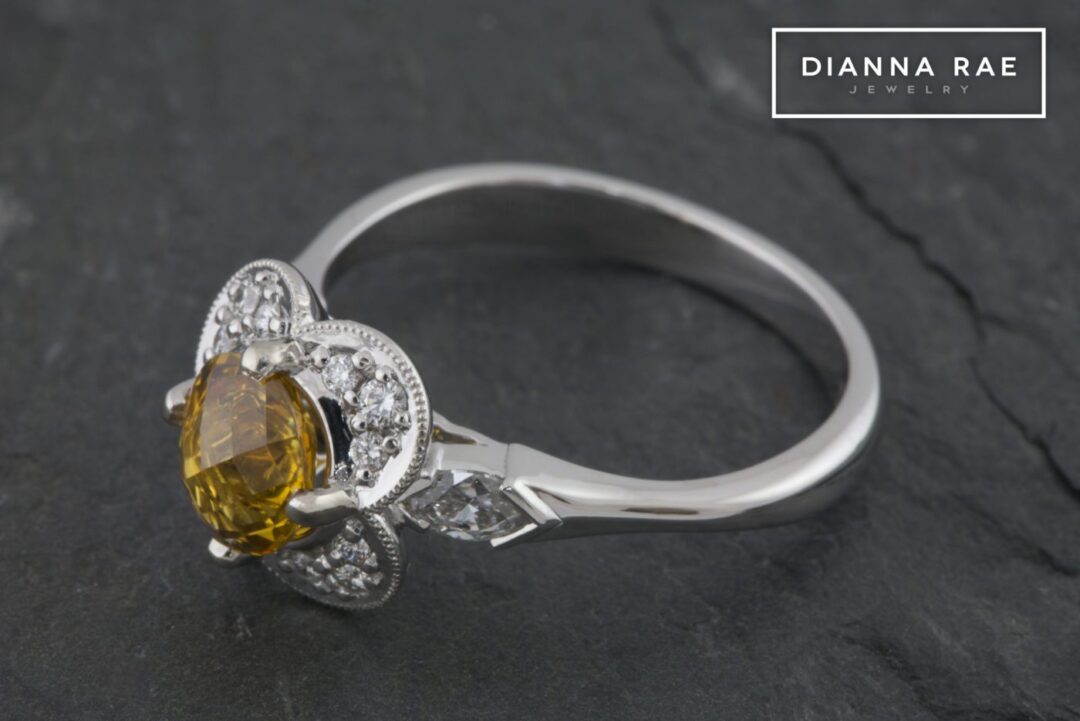 Yellow Sapphire Flower Ring - Image 3