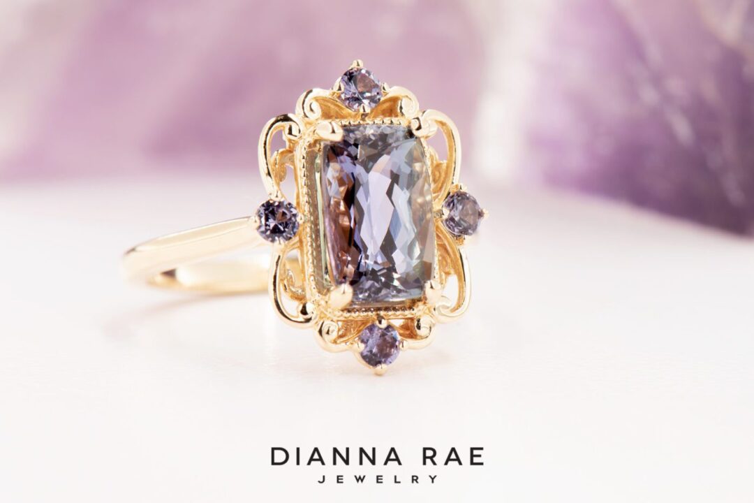Second Look - Yellow Gold Peacock Tanzanite Ring with Color Change Garnet Accents