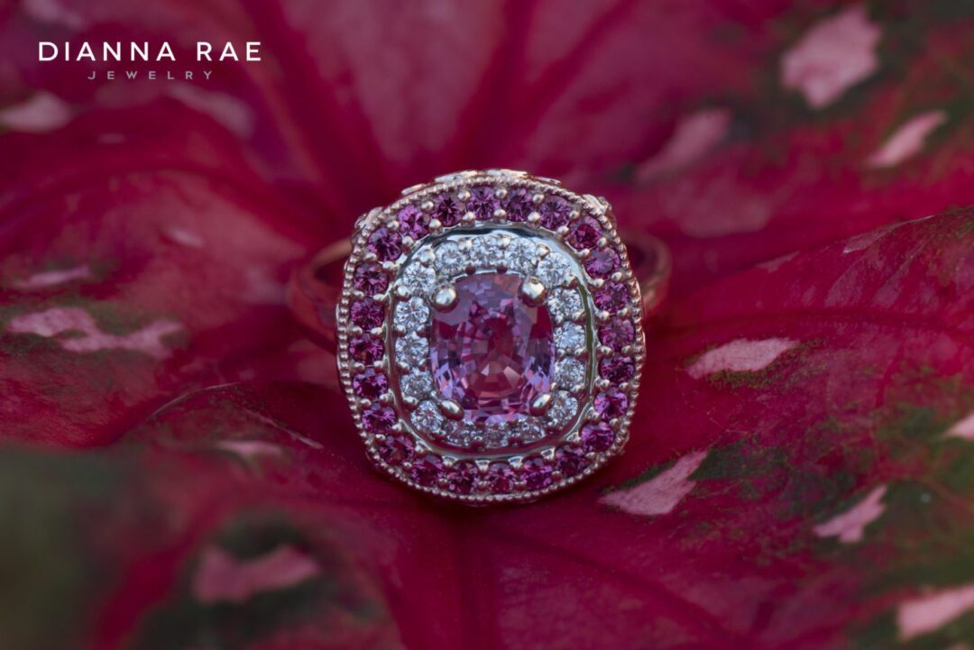 Pretty in Pink Sapphire Spinel Diamond Ring - Image 2