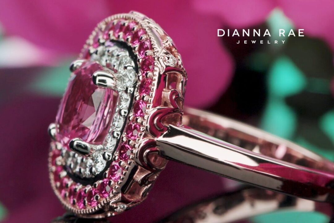 Pretty in Pink Sapphire Spinel Diamond Ring - Image 3