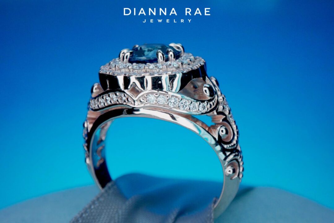 Blue Summit - Yellow Gold Sapphire Ring with Vintage Inspired Diamond Accents - Image 3