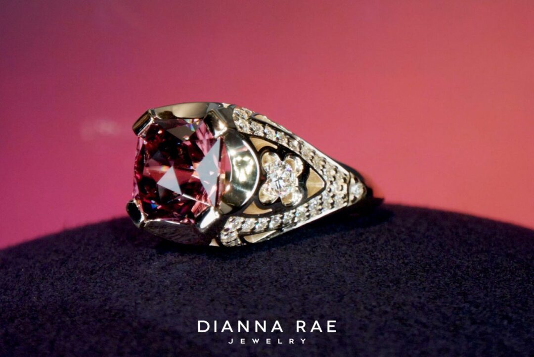 Dozen Roses - Yellow Gold Rose Zircon Statement Ring - Image 3