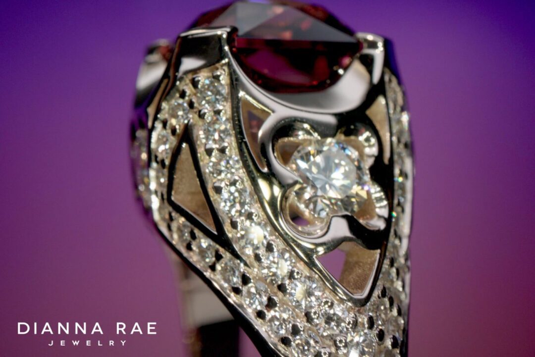 Dozen Roses - Yellow Gold Rose Zircon Statement Ring - Image 2
