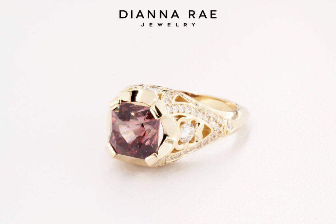 Dozen Roses - Yellow Gold Rose Zircon Statement Ring - Image 7