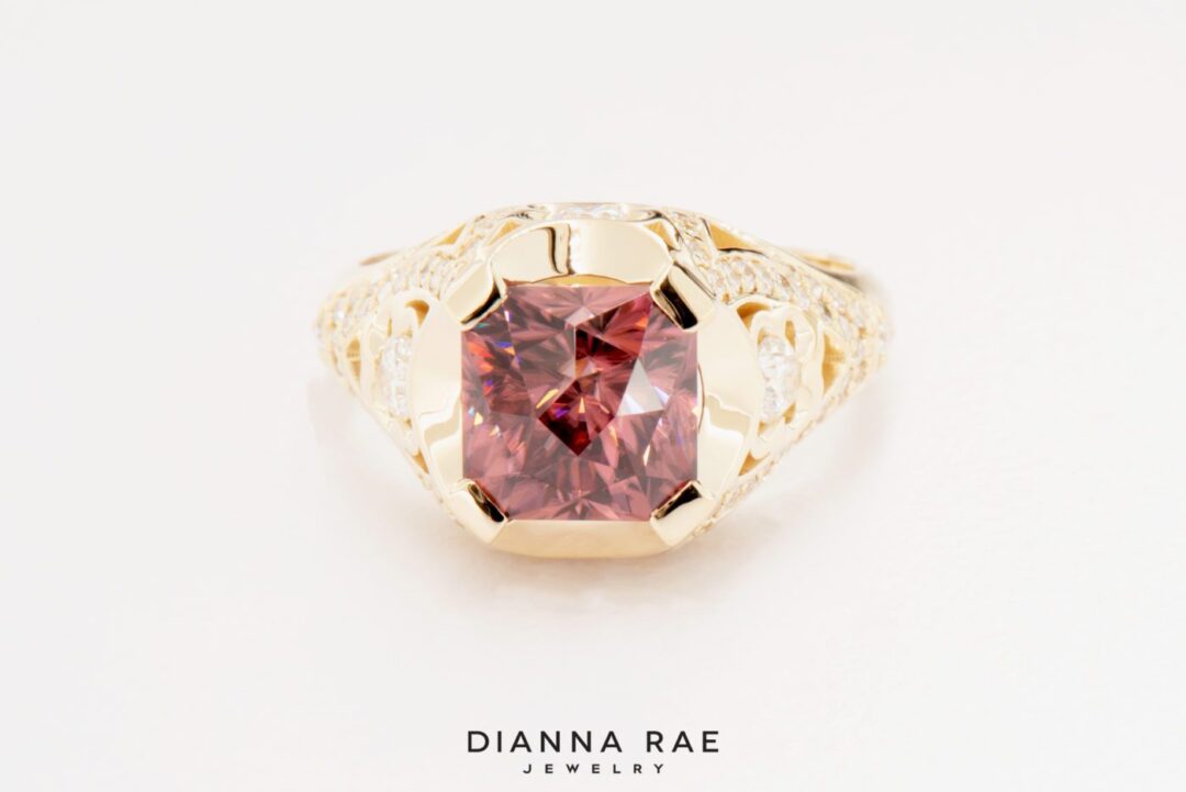 Dozen Roses - Yellow Gold Rose Zircon Statement Ring - Image 4