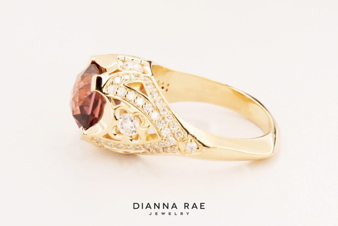 Dozen Roses - Yellow Gold Rose Zircon Statement Ring - Image 6