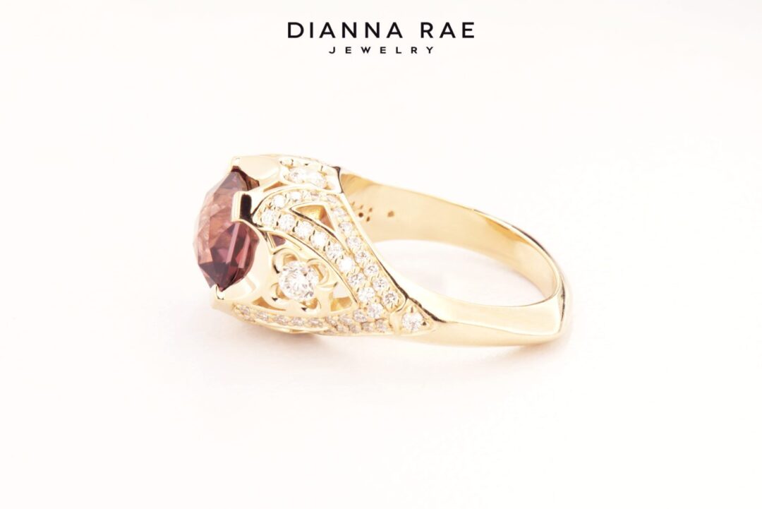 Dozen Roses - Yellow Gold Rose Zircon Statement Ring - Image 9