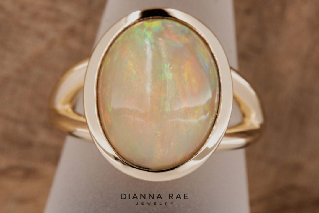 Yellow Gold Ethiopian Opal Ring - Image 2