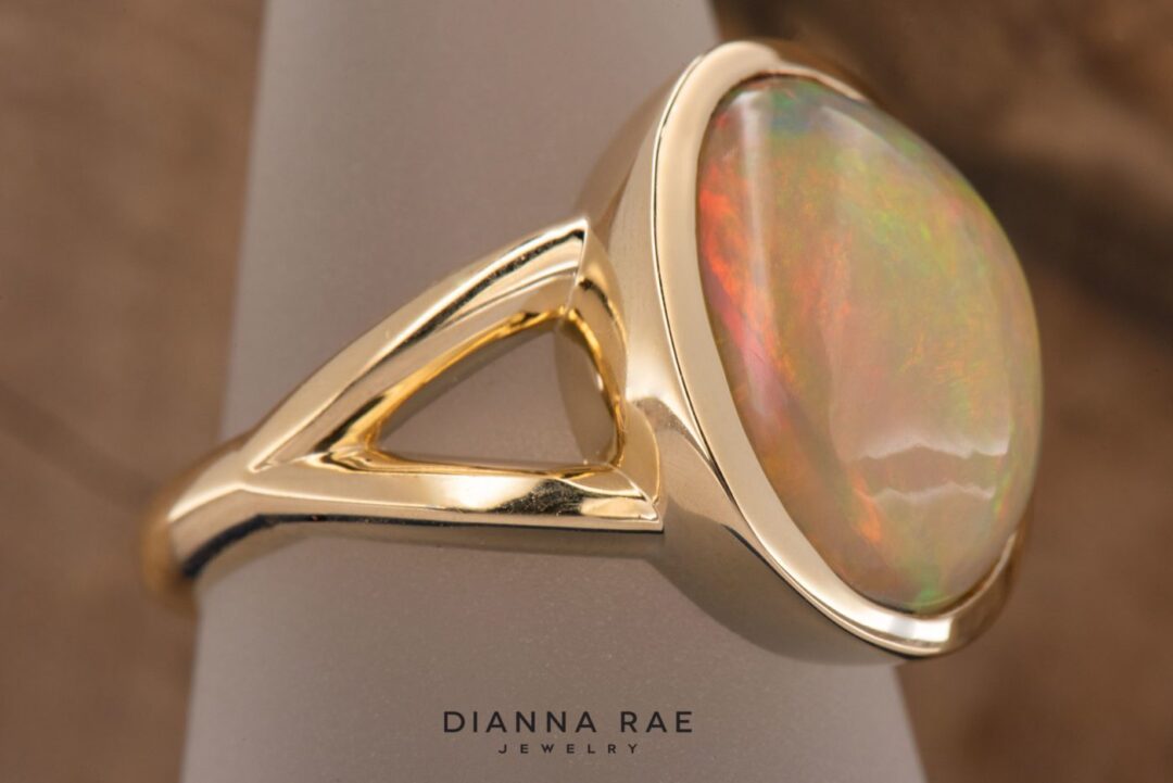 Yellow Gold Ethiopian Opal Ring - Image 3