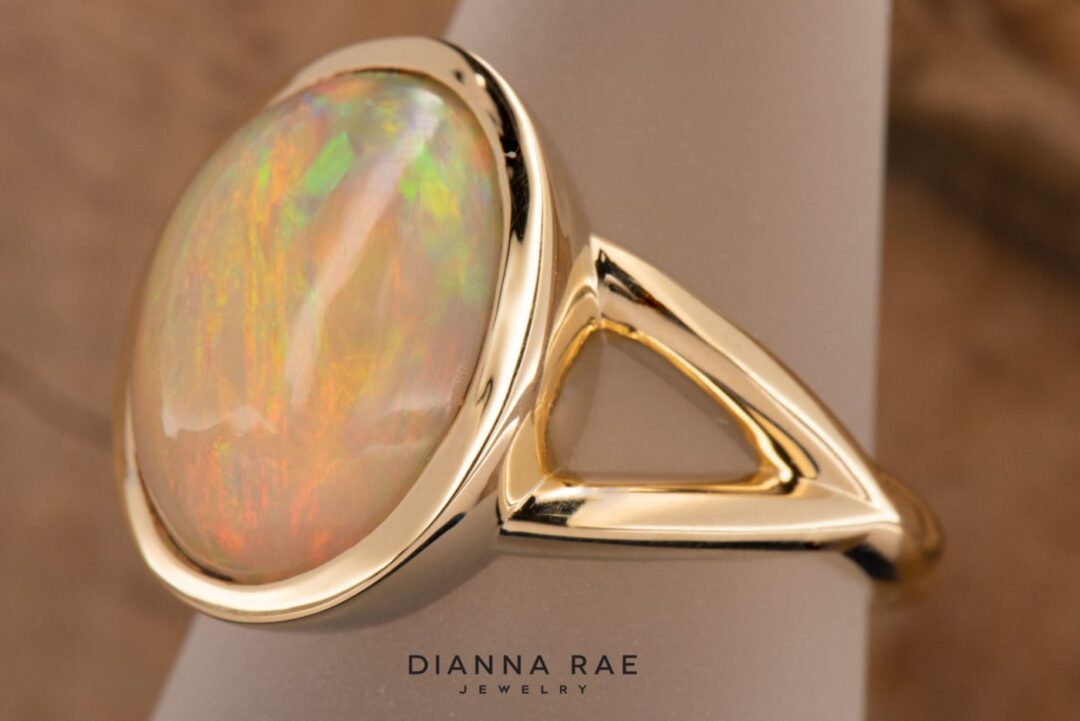 Yellow Gold Ethiopian Opal Ring