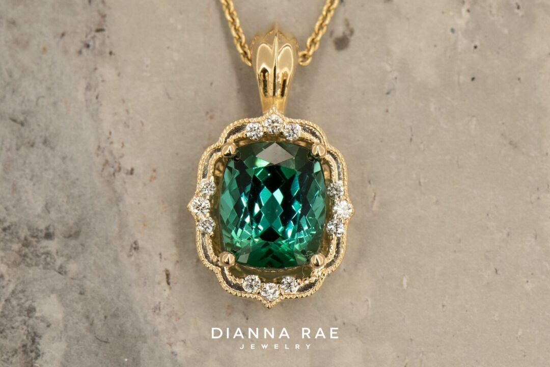 14k Yellow Gold Tourmaline Daisy Blossom Pendant - Image 3