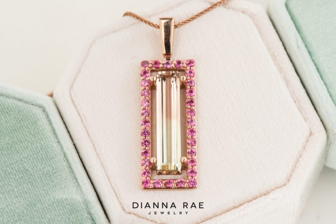 14k Rose Gold Watermelon Tourmaline and Pink Spinel Pendant - Image 4
