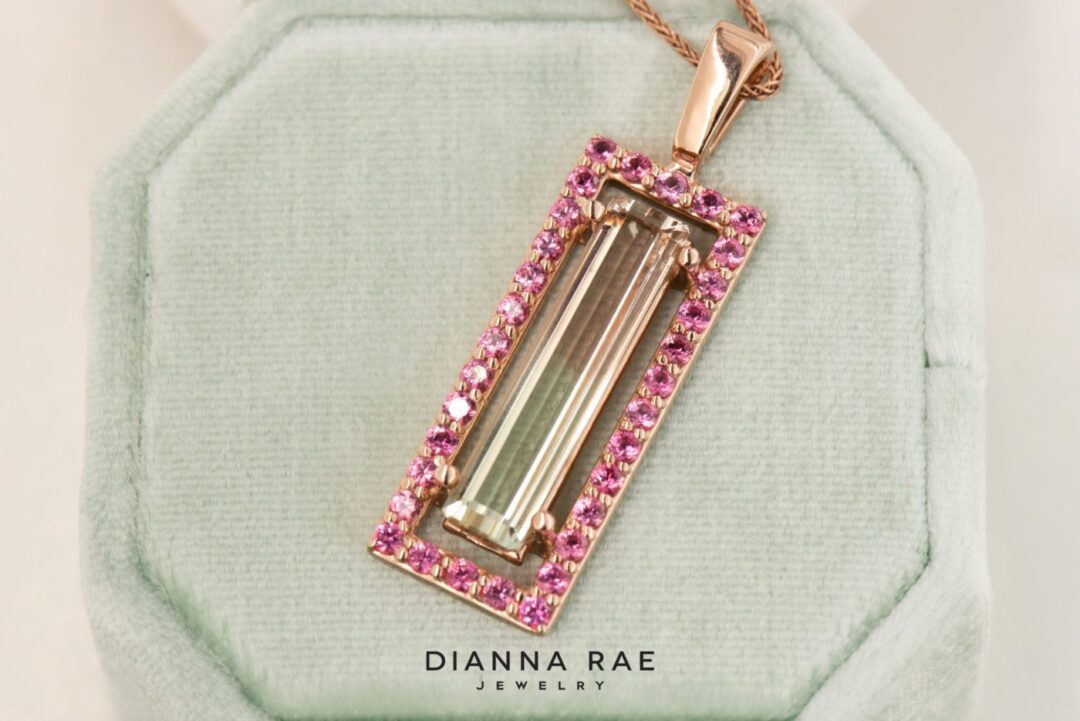 14k Rose Gold Watermelon Tourmaline and Pink Spinel Pendant