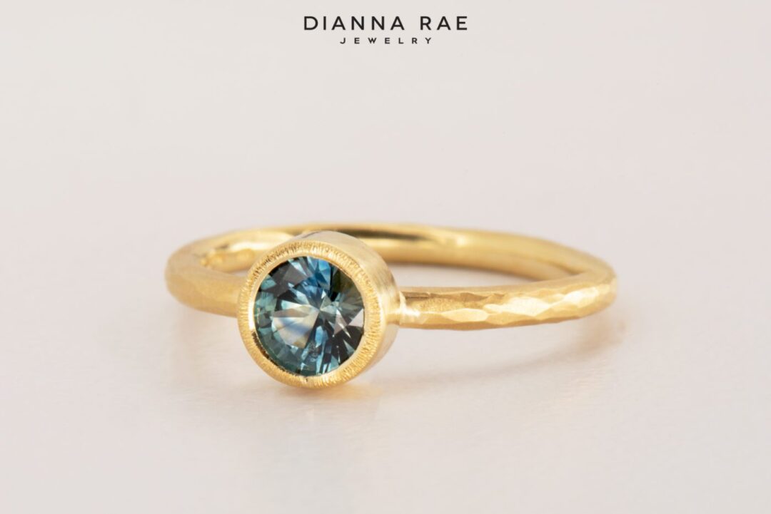 Yellow Gold Hammered Bezel-Set Fashion Ring