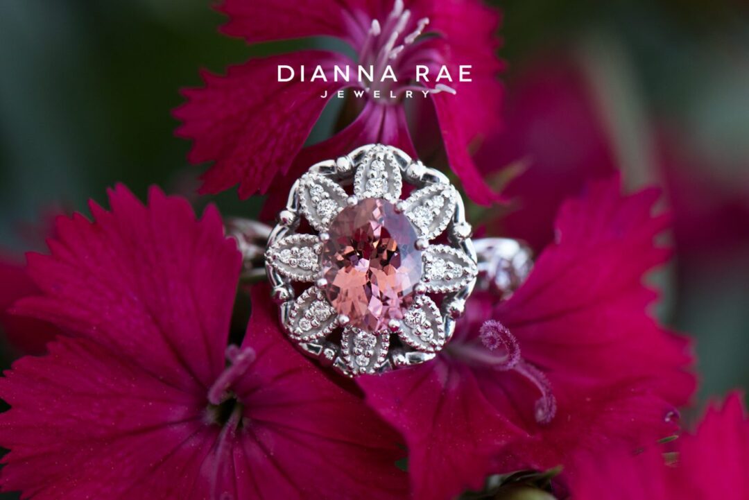 Vintage Lotus Garnet Ring with Floral Design